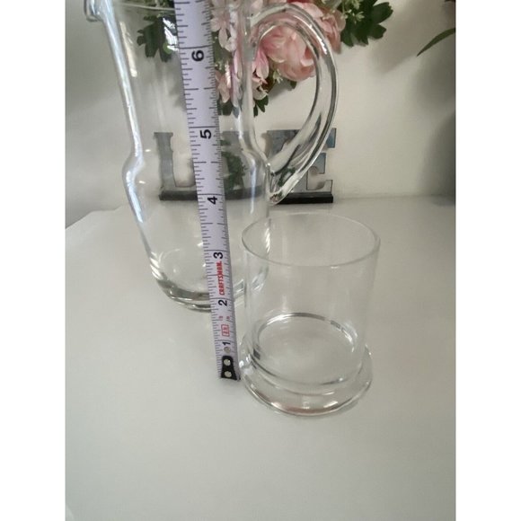 Bedside Water Decanter Clear Glass Handled Carafe with Inside Glass 7 1/4" MCM - Picture 14 of 16